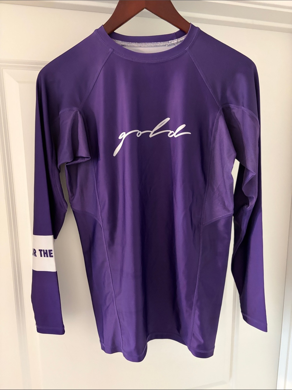 Gold BJJ Purple Long-Sleeve Rash Guard Top size S